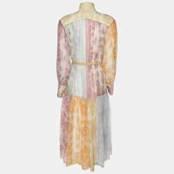 Pre Owned Zimmermann Multicolor Crinkle Silk Georgette Dancer Lantern Midi Dress XS