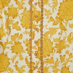 Zimmermann Yellow Floral Print Cotton Postcard Fringed Shirt S