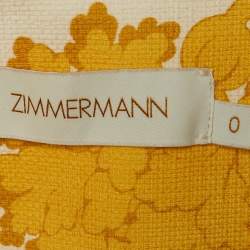 Zimmermann Yellow Floral Print Cotton Postcard Fringed Shirt S