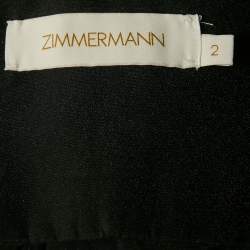 Pre Owned Zimmermann Black Crepe Ruffled Crop Top M