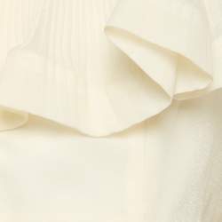 Pre Owned Zimmermann White Crepe Ruffled The Lovestruck Crop Top L