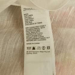 Pre Owned Zimmermann Orange Floral Print Linen Blend Tranquillity Draped Top M