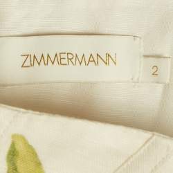 Pre Owned Zimmermann Orange Floral Print Linen Blend Tranquillity Draped Top M