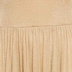 Pre Owned Zimmermann Gold Metallic Jersey Gathered Gown M