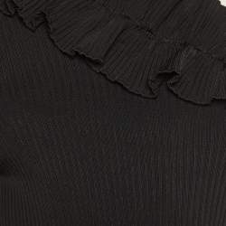 Zimmermann Black  Ruffle Detail Rib Knit One Shoulder Top M