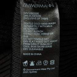 Zimmermann Black  Ruffle Detail Rib Knit One Shoulder Top M