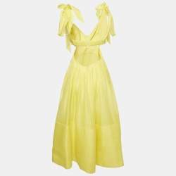 Zimmermann Yellow Linen Blend Botanica Bralette Gown S