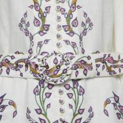 Zimmermann White Floral Print Linen Mini Dress M