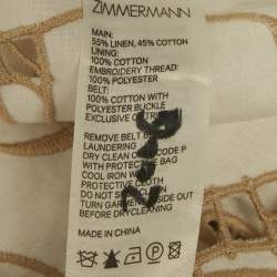 Pre Owned Zimmermann White Floral Broderie Anglaise Linen Belted Mini Dress M