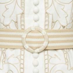 Pre Owned Zimmermann White Floral Broderie Anglaise Linen Belted Mini Dress M