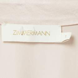 مملوكة مسبقًا Zimmermann Beige Satin Silk Blouson Sleeve Mini Wrap Dress M