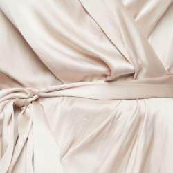 مملوكة مسبقًا Zimmermann Beige Satin Silk Blouson Sleeve Mini Wrap Dress M