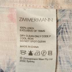 Zimmermann Pink Tree Print Linen Cut-Out Halter Neck Cira Maxi Dress M