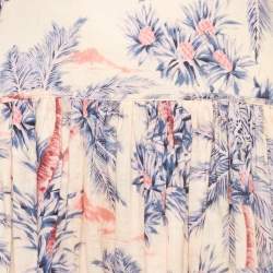 Zimmermann Pink Tree Print Linen Cut-Out Halter Neck Cira Maxi Dress M