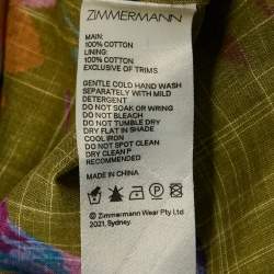 Zimmermann Green Tropical Print Cotton Asymmetric Long Dress M