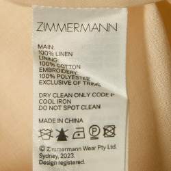 Zimmermann Peach/Orange Floral Print Scallop Detail Halliday Midi Dress M