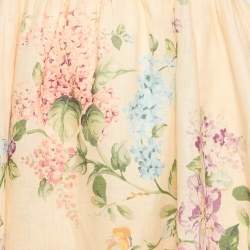 Zimmermann Peach/Orange Floral Print Scallop Detail Halliday Midi Dress M