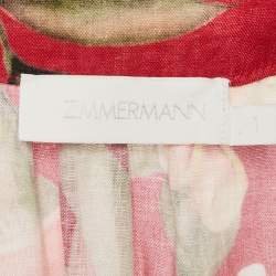 Zimmermann Red Floral Print Linen Lexi Wrap Long Dress S