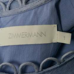 مملوكة مسبقًا Zimmermann Blue Floral Linen Bellitude Midi Dress M