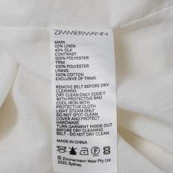 Zimmermann White Map Embroidered Tulle and Linen High-Tide Mini Dress M