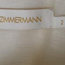 Zimmermann White Map Embroidered Tulle and Linen High-Tide Mini Dress M