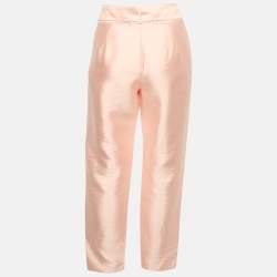 Pre Owned Zimmermann Pink Satin Waist Tie-Up Trousers L