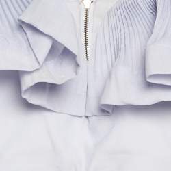 Pre Owned Zimmermann Blue Crepe Ruffled The Lovestruck Crop Top L