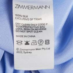 Zimmermann Blue Satin Silk Ruffled Wrap Dress XL