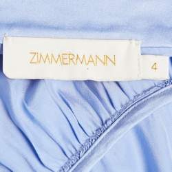 Zimmermann Blue Satin Silk Ruffled Wrap Dress XL