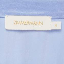 Zimmermann Blue Satin Silk Ruffled Wrap Dress XL