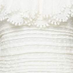 Pre Owned Zimmermann White Linen Blend Super Eight Off-The-Shoulder Mini Dress M