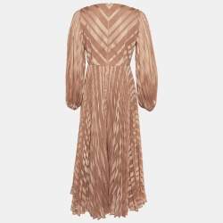 Pre Owned Zimmermann Ballet Pink Burnout Sunray Pleated Midi Dress M