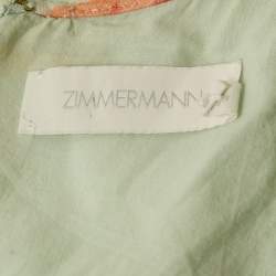 Pre Owned Zimmermann Blue Floral Print Linen Mae Cut Out Mini Dress S