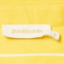 Zimmermann White/Yellow High Tide Linen Belted Jumpsuit S