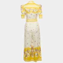 Zimmermann White/Yellow High Tide Linen Belted Jumpsuit S