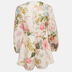 Zimmermann Pink Floral Print Linen Jumpsuit M