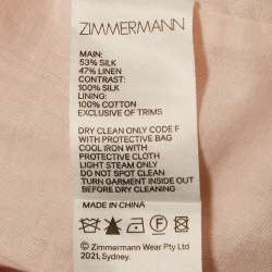 Pre Owned Zimmermann Pink Printed Linen & Silk Mini Skirt S