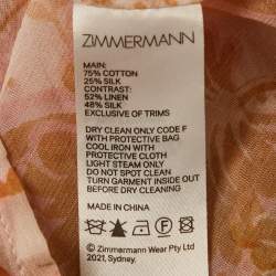 Pre Owned Zimmermann Pink Printed Silk Blend Top XS