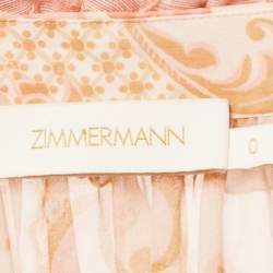 Pre Owned Zimmermann Pink Printed Silk Blend Top XS