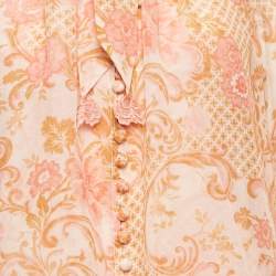 Pre Owned Zimmermann Pink Printed Silk Blend Top XS