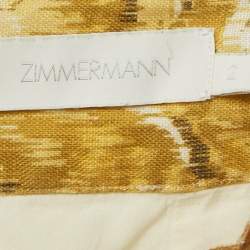 Zimmermann Yellow Floral Print Linen Aliane Scallop Shorts M