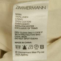 Zimmermann Yellow Floral Print Linen Aliane Scallop Shorts M
