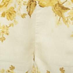 Zimmermann Yellow Floral Print Linen Aliane Scallop Shorts M