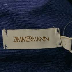 مملوكة مسبقًا فستان ميني زيمرمان تاما كتان أزرق مخلوط رقبة حرف في مقاس صغير جدًا - إكس سمول