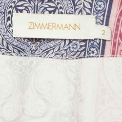 Zimmermann Lavender Floral Print Crepe Tiered Midi Wrap Dress M