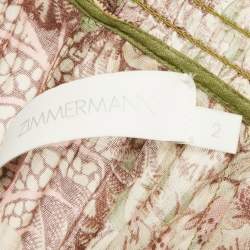 Zimmermann Green Printed Linen Belted Maxi Dress M