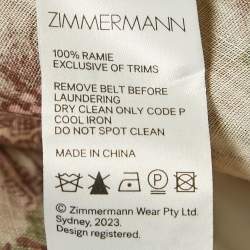 Zimmermann Green Printed Linen Belted Maxi Dress M