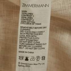 Zimmermann Beige Floral Print Linen Belted Midi Dress M