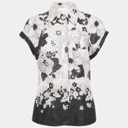 Zimmermann White Floral Print Linen Button Front Blouse L