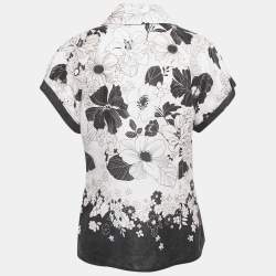 Zimmermann White Floral Print Linen Button Front Blouse L